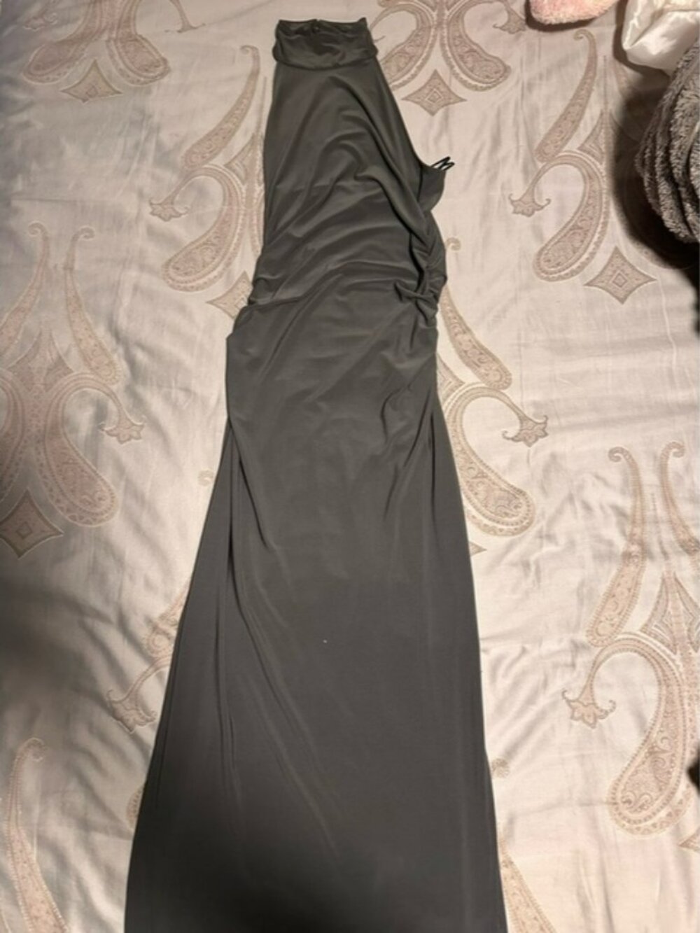 Wilfred One-Shoulder Gown in Charcoal Black